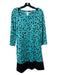 Diane Von Furstenberg Size 2 Aqua & Black Silk Scoop Neck Empire Waist Dress Aqua & Black / 2