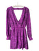 Parker Size S Violet & Black Silk V Neck Open Back Long Sleeve Knee length Dress Violet & Black / S