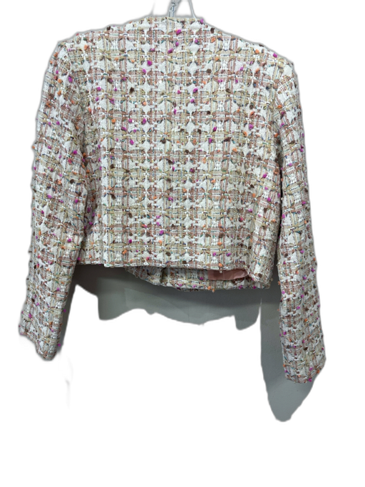 MAE New York Size S Cream White & Multi Cotton Blend Tweed Bow Applique Jacket Cream White & Multi / S