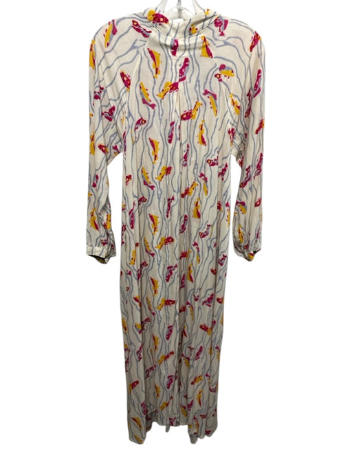 Natalie Martin Size XS Pink, Blue, Yellow Rayon Long Sleeve Fish Print Dress Pink, Blue, Yellow / XS