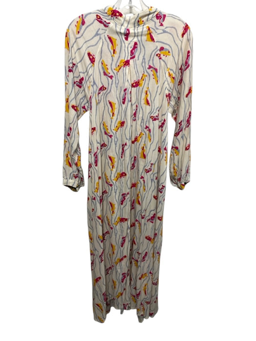 Natalie Martin Size XS Pink, Blue, Yellow Rayon Long Sleeve Fish Print Dress Pink, Blue, Yellow / XS