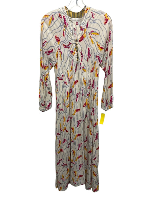 Natalie Martin Size XS Pink, Blue, Yellow Rayon Long Sleeve Fish Print Dress Pink, Blue, Yellow / XS