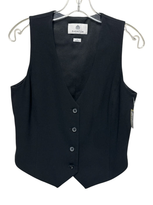Babaton Size 2 Black Triacetate Blend Sleeveless Button Front Princess Seams Top Black / 2
