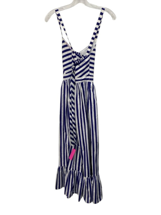 J. Crew Size 0 Blue & White Cotton Striped V Neck Adjustable Strap Dress Blue & White / 0