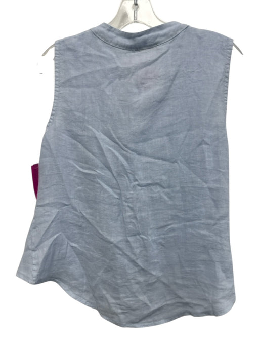 Milio-Milano Size XS Light Blue Linen Sleeveless Button Front Twist Detail Top Light Blue / XS