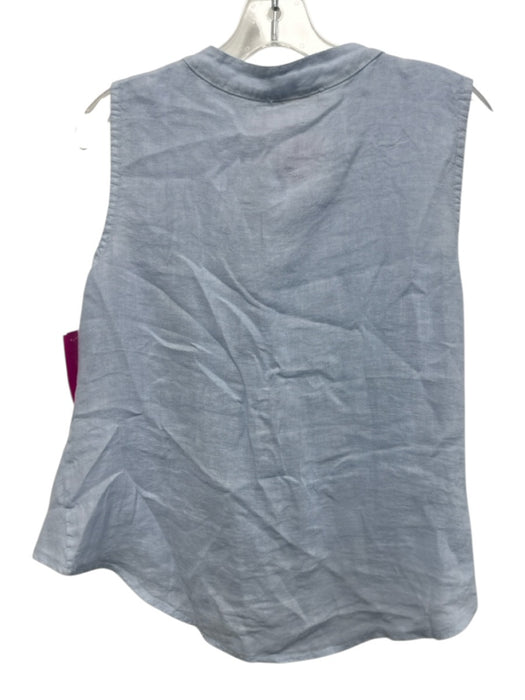 Milio-Milano Size XS Light Blue Linen Sleeveless Button Front Twist Detail Top Light Blue / XS