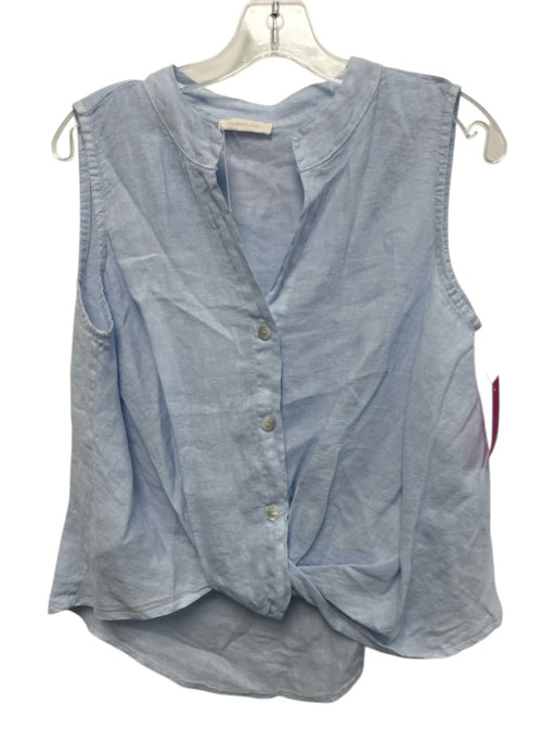 Milio-Milano Size XS Light Blue Linen Sleeveless Button Front Twist Detail Top Light Blue / XS