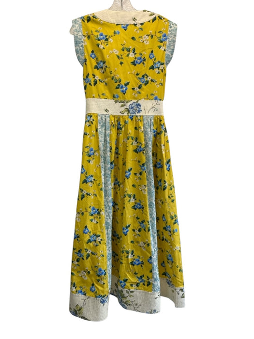 Hunter Bell Size 0 Cream, Yellow & Blue Cotton Floral V Neck Zip Front Dress Cream, Yellow & Blue / 0