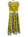 Hunter Bell Size 0 Cream, Yellow & Blue Cotton Floral V Neck Zip Front Dress Cream, Yellow & Blue / 0
