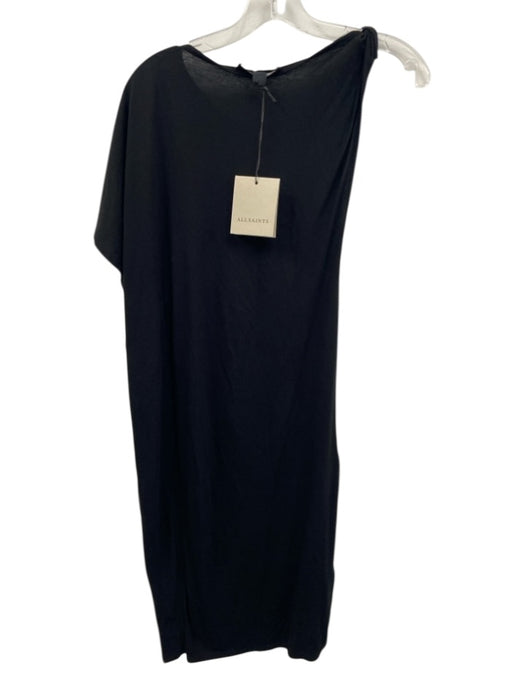 ALLSAINTS Size 4 Black Viscose Asymmetrical Sequin Design One Sleeve Dress Black / 4