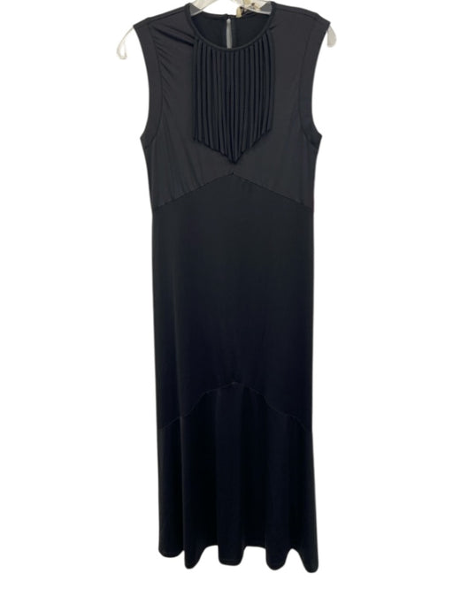 Du Paradis Size XS Black Nylon Blend Sleeveless Fringe Detail Keyhole Back Dress Black / XS