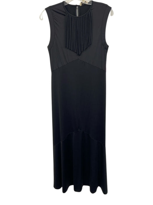 Du Paradis Size XS Black Nylon Blend Sleeveless Fringe Detail Keyhole Back Dress Black / XS