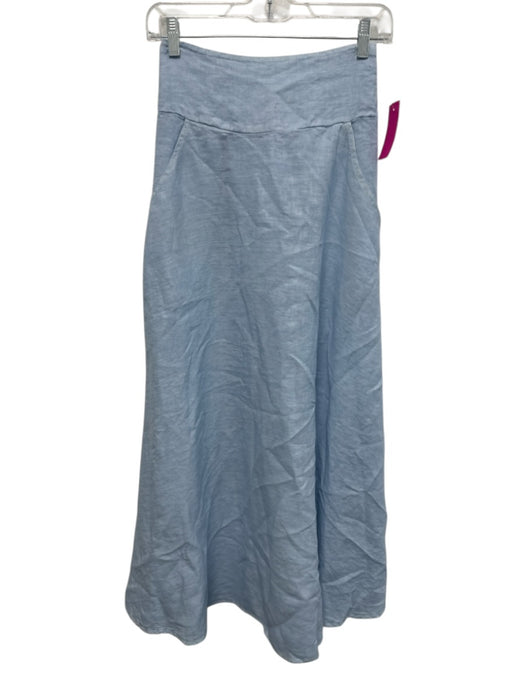 Milio-Milano Size XS Light Blue Linen Elastic Back Pocketed A Line Maxi Skirt Light Blue / XS