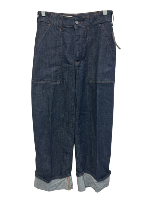 Pilcro Size 24 Dark Wash Cotton Blend Denim Contrast Stitch Cuffed Jeans Dark Wash / 24
