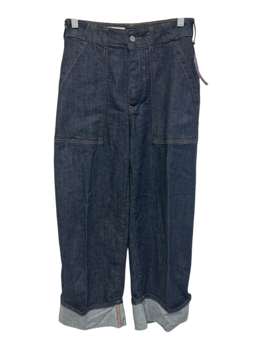 Pilcro Size 24 Dark Wash Cotton Blend Denim Contrast Stitch Cuffed Jeans Dark Wash / 24