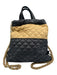MZ Wallace Black & Beige Nylon Quilted Leather Accents Chain Strap Backpack Bag Black & Beige