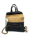 MZ Wallace Black & Beige Nylon Quilted Leather Accents Chain Strap Backpack Bag Black & Beige