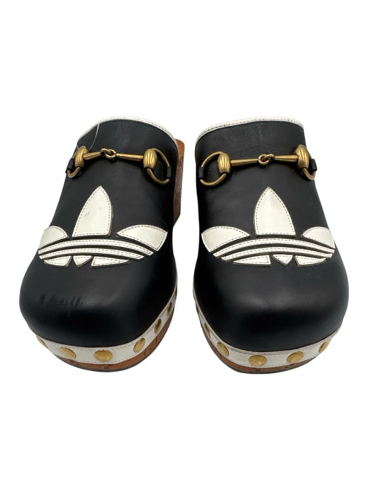 Gucci X Adidas Shoe Size 39.5 Black, White & Brown Leather Upper Logo Mule Clogs Black, White & Brown / 39.5