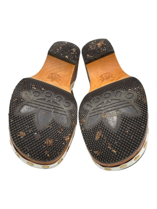 Gucci X Adidas Shoe Size 39.5 Black, White & Brown Leather Upper Logo Mule Clogs Black, White & Brown / 39.5