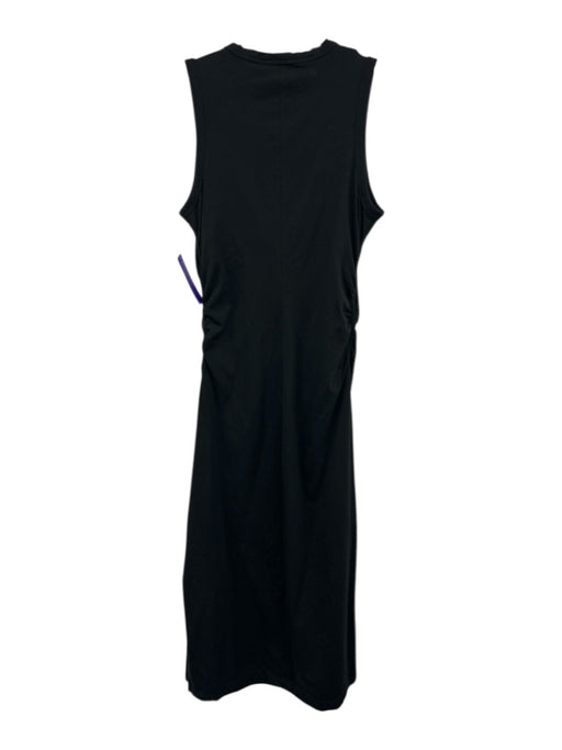 Athleta Size XS Black Cotton Blend Sleeveless Ruched Side Slit Midi Dress Black / XS
