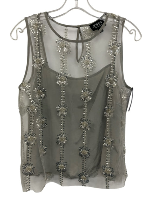 J Crew Collection Size 4 Gray Viscose Mesh Sequin Slip Cami Top Gray / 4