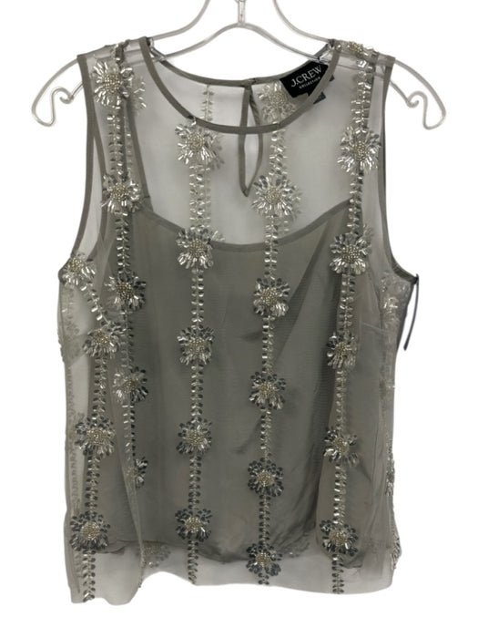 J Crew Collection Size 4 Gray Viscose Mesh Sequin Slip Cami Top Gray / 4