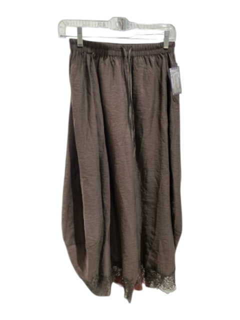 By Anthropologie Size XS Brown Viscose Paneled Lace Trim Pockets Wide Leg Pants Brown / XS