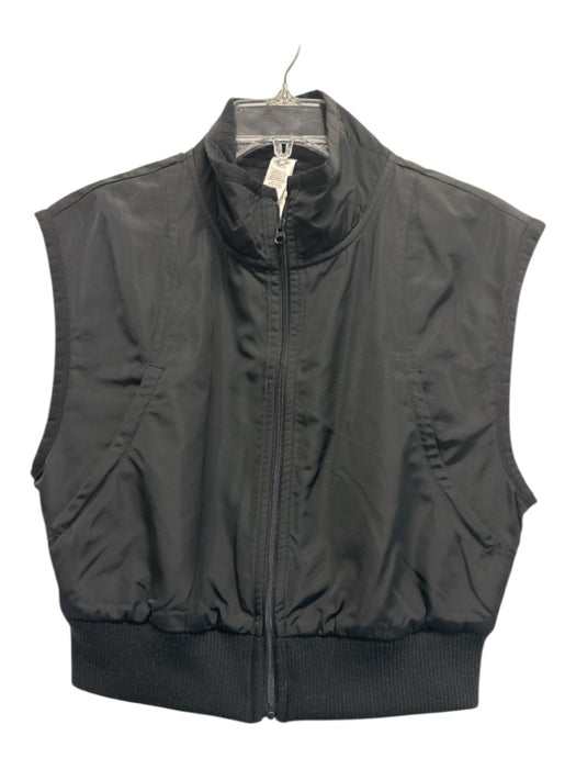 Alo Size XS Black Polyester Zip Front Puffer Ribbed Athletic Vest Black / XS