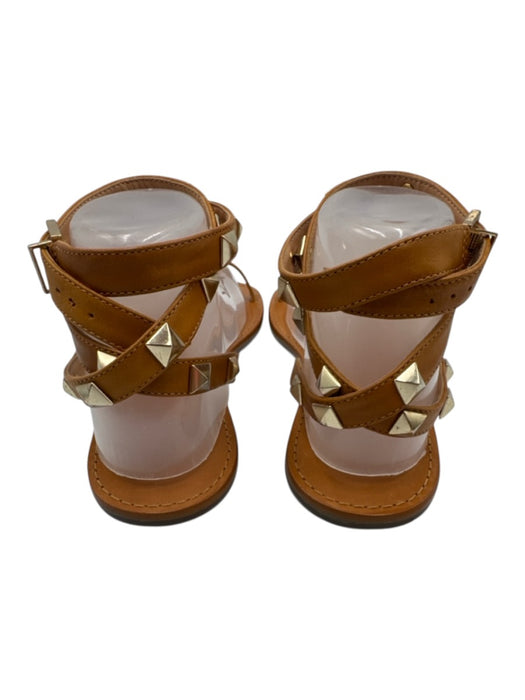 Schutz Shoe Size 9 Tan Brown Leather Upper Toe Strap Studded Ankle Wrap Sandals Tan Brown / 9
