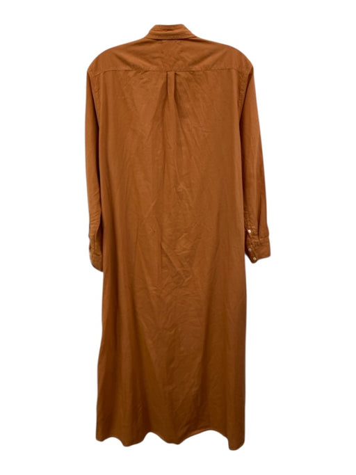XiRENA Size XS Rust Brown Cotton Long Sleeve Button Up Collar Shirt Dress Dress Rust Brown / XS