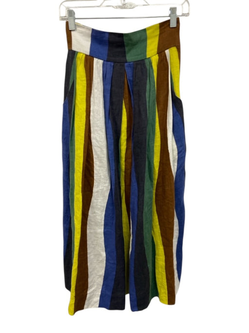 Whit Size 4 Green, Yellow & Multicolor Linen Waist Tie Vertical Stripes Dress Green, Yellow & Multicolor / 4