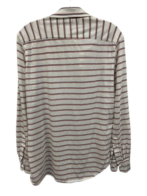 Frank & Eileen Size S White, Blue & Red Cotton Long Sleeve Horizontal Stripe Top White, Blue & Red / S