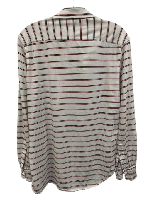 Frank & Eileen Size S White, Blue & Red Cotton Long Sleeve Horizontal Stripe Top White, Blue & Red / S