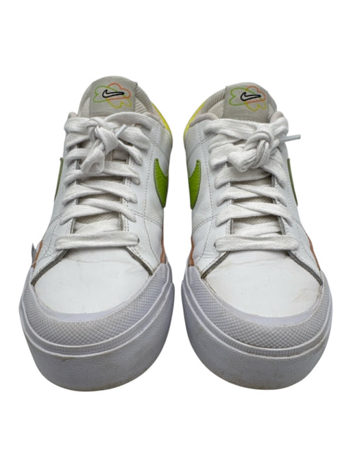 Nike Shoe Size 9 White, Green & Yellow Leather Round Toe Color Block Sneakers White, Green & Yellow / 9