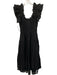 Ulla Johnson Size 0 Black Cotton Ruffle Sleeveless Floral Lace Trim Dress Black / 0