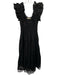 Ulla Johnson Size 0 Black Cotton Ruffle Sleeveless Floral Lace Trim Dress Black / 0