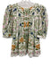 Farm Rio Size XS White, Orange & Multi Print Cotton Scoop Neck Top White, Orange & Multi Print / XS