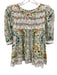 Farm Rio Size XS White, Orange & Multi Print Cotton Scoop Neck Top White, Orange & Multi Print / XS