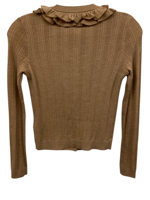 Ulla Johnson Size P Beige Merino Wool Button Close Ruffle & Lace Accent Cardigan Beige / P
