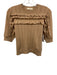 Ulla Johnson Size P Beige Merino Wool Crew Neck Ruffle & Lace Accent Ribbed Top Beige / P