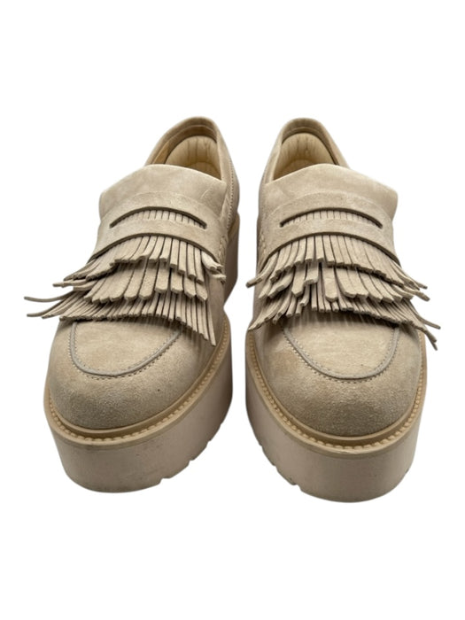 Hogan Shoe Size 39.5 Beige Suede Fringe Slip On Platform Loafers Beige / 39.5