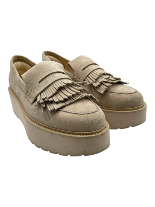 Hogan Shoe Size 39.5 Beige Suede Fringe Slip On Platform Loafers Beige / 39.5