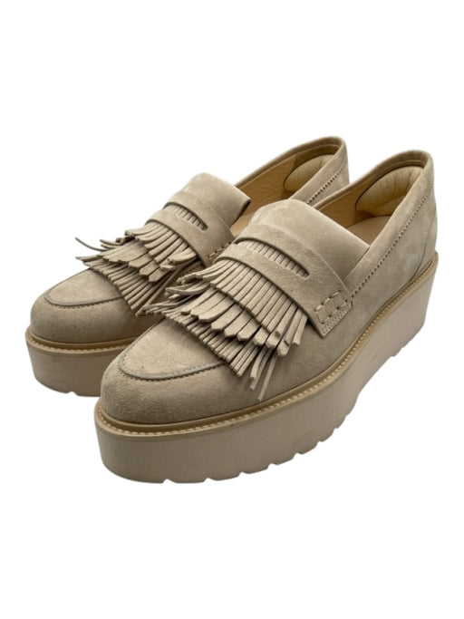 Hogan Shoe Size 39.5 Beige Suede Fringe Slip On Platform Loafers Beige / 39.5