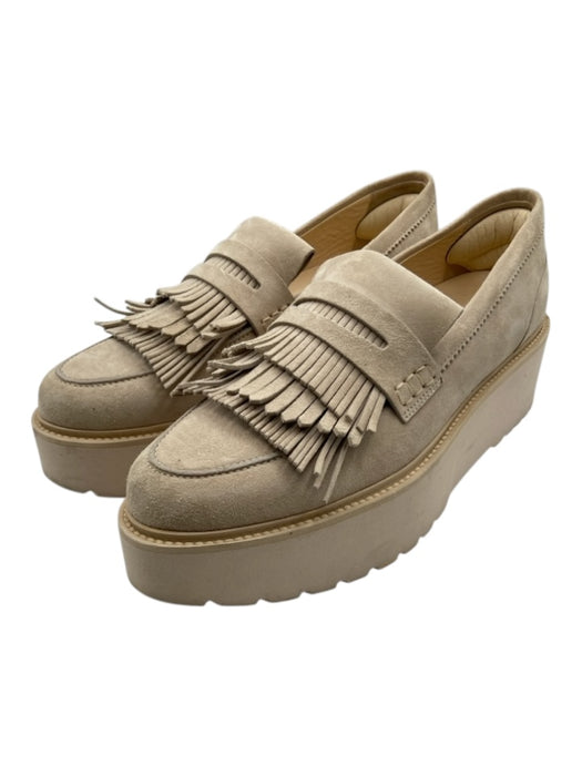 Hogan Shoe Size 39.5 Beige Suede Fringe Slip On Platform Loafers Beige / 39.5