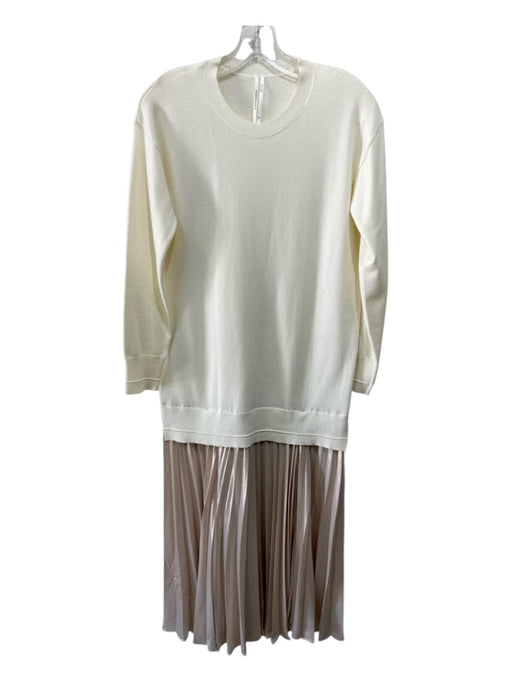 Anthropologie Size XS Beige White Polyester Blend Long Sleeve Fabric Block Dress Beige White / XS