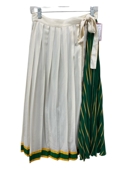 Banana Republic Athletics Size S Cream, Green, Yellow Polyester Wrap Midi Skirt Cream, Green, Yellow / S