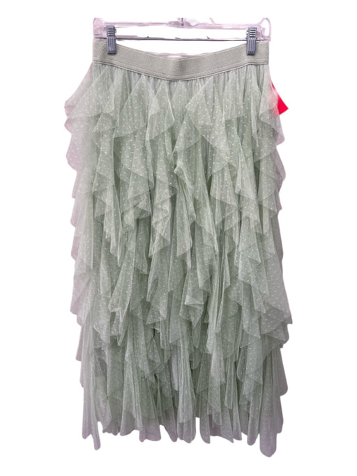 By Anthropologie Size S Mint Green Polyester tulle mesh Elastic Waist Midi Skirt Mint Green / S