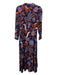 Farm Rio Size XS Navy, Blue, Brown Viscose Deep V Abstract Floral Maxi Dress Navy, Blue, Brown / XS