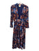 Farm Rio Size XS Navy, Blue, Brown Viscose Deep V Abstract Floral Maxi Dress Navy, Blue, Brown / XS