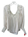 Free People Size S Cream Polyester Square Neck Long Sleeve Lace Top Cream / S